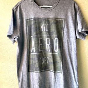 Aeropostale tee shirt is good condition. Grey with green camo design. Size L
